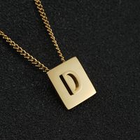 Fashion Letter Square Stainless Steel Pendant Necklace Gold Plated Stainless Steel Necklaces sku image 4
