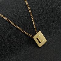 Fashion Letter Square Stainless Steel Pendant Necklace Gold Plated Stainless Steel Necklaces sku image 5