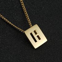 Fashion Letter Square Stainless Steel Pendant Necklace Gold Plated Stainless Steel Necklaces sku image 8