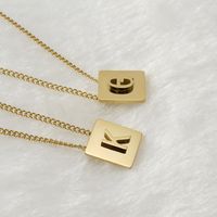 Fashion Letter Square Stainless Steel Pendant Necklace Gold Plated Stainless Steel Necklaces main image 4