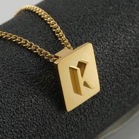 Fashion Letter Square Stainless Steel Pendant Necklace Gold Plated Stainless Steel Necklaces main image 3