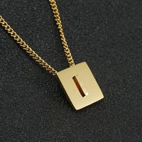 Fashion Letter Square Stainless Steel Pendant Necklace Gold Plated Stainless Steel Necklaces sku image 9