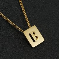 Fashion Letter Square Stainless Steel Pendant Necklace Gold Plated Stainless Steel Necklaces sku image 2