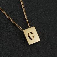 Fashion Letter Square Stainless Steel Pendant Necklace Gold Plated Stainless Steel Necklaces sku image 3