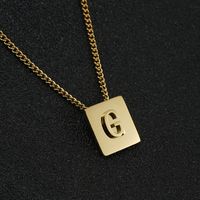 Fashion Letter Square Stainless Steel Pendant Necklace Gold Plated Stainless Steel Necklaces sku image 7