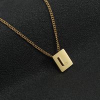Fashion Letter Square Stainless Steel Pendant Necklace Gold Plated Stainless Steel Necklaces sku image 12