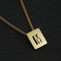 Fashion Letter Square Stainless Steel Pendant Necklace Gold Plated Stainless Steel Necklaces sku image 13