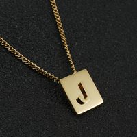 Fashion Letter Square Stainless Steel Pendant Necklace Gold Plated Stainless Steel Necklaces sku image 10