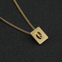 Fashion Letter Square Stainless Steel Pendant Necklace Gold Plated Stainless Steel Necklaces sku image 17