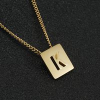 Fashion Letter Square Stainless Steel Pendant Necklace Gold Plated Stainless Steel Necklaces sku image 11