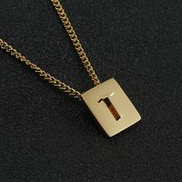 Fashion Letter Square Stainless Steel Pendant Necklace Gold Plated Stainless Steel Necklaces sku image 20