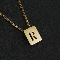 Fashion Letter Square Stainless Steel Pendant Necklace Gold Plated Stainless Steel Necklaces sku image 18