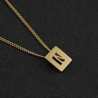 Fashion Letter Square Stainless Steel Pendant Necklace Gold Plated Stainless Steel Necklaces sku image 14