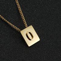 Fashion Letter Square Stainless Steel Pendant Necklace Gold Plated Stainless Steel Necklaces sku image 15