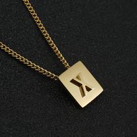 Fashion Letter Square Stainless Steel Pendant Necklace Gold Plated Stainless Steel Necklaces sku image 24