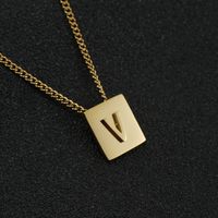 Fashion Letter Square Stainless Steel Pendant Necklace Gold Plated Stainless Steel Necklaces sku image 22