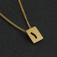 Fashion Letter Square Stainless Steel Pendant Necklace Gold Plated Stainless Steel Necklaces sku image 25