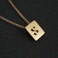 Fashion Letter Square Stainless Steel Pendant Necklace Gold Plated Stainless Steel Necklaces sku image 19