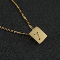 Fashion Letter Square Stainless Steel Pendant Necklace Gold Plated Stainless Steel Necklaces sku image 26