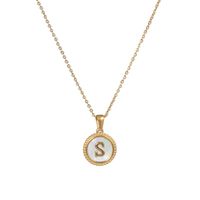 Simple Style Round Letter Titanium Steel Pendant Necklace Polishing Gold Plated Shell Stainless Steel Necklaces main image 2