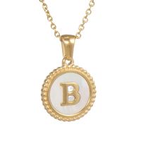 Simple Style Round Letter Titanium Steel Pendant Necklace Polishing Gold Plated Shell Stainless Steel Necklaces main image 4