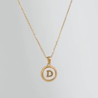 Simple Style Round Letter Titanium Steel Pendant Necklace Polishing Gold Plated Shell Stainless Steel Necklaces sku image 4