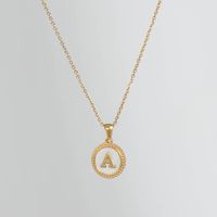 Simple Style Round Letter Titanium Steel Pendant Necklace Polishing Gold Plated Shell Stainless Steel Necklaces sku image 1