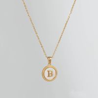Simple Style Round Letter Titanium Steel Pendant Necklace Polishing Gold Plated Shell Stainless Steel Necklaces sku image 2