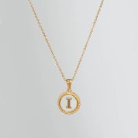 Simple Style Round Letter Titanium Steel Pendant Necklace Polishing Gold Plated Shell Stainless Steel Necklaces sku image 9