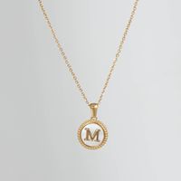 Simple Style Round Letter Titanium Steel Pendant Necklace Polishing Gold Plated Shell Stainless Steel Necklaces sku image 13