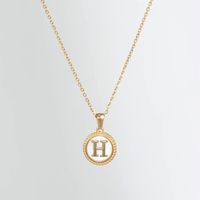 Simple Style Round Letter Titanium Steel Pendant Necklace Polishing Gold Plated Shell Stainless Steel Necklaces sku image 8