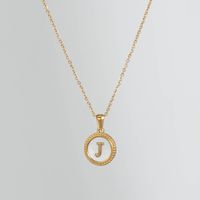 Simple Style Round Letter Titanium Steel Pendant Necklace Polishing Gold Plated Shell Stainless Steel Necklaces sku image 10