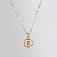 Simple Style Round Letter Titanium Steel Pendant Necklace Polishing Gold Plated Shell Stainless Steel Necklaces sku image 5