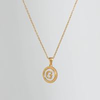 Simple Style Round Letter Titanium Steel Pendant Necklace Polishing Gold Plated Shell Stainless Steel Necklaces sku image 7