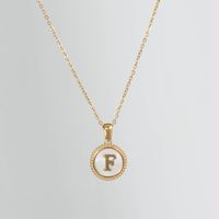 Simple Style Round Letter Titanium Steel Pendant Necklace Polishing Gold Plated Shell Stainless Steel Necklaces sku image 6