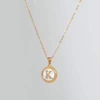 Simple Style Round Letter Titanium Steel Pendant Necklace Polishing Gold Plated Shell Stainless Steel Necklaces sku image 11