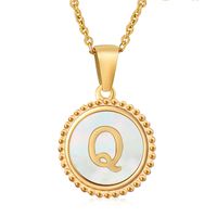 Simple Style Round Letter Titanium Steel Pendant Necklace Polishing Gold Plated Shell Stainless Steel Necklaces sku image 17