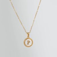 Simple Style Round Letter Titanium Steel Pendant Necklace Polishing Gold Plated Shell Stainless Steel Necklaces sku image 16