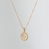 Simple Style Round Letter Titanium Steel Pendant Necklace Polishing Gold Plated Shell Stainless Steel Necklaces sku image 15