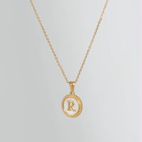 Simple Style Round Letter Titanium Steel Pendant Necklace Polishing Gold Plated Shell Stainless Steel Necklaces sku image 18
