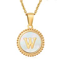 Simple Style Round Letter Titanium Steel Pendant Necklace Polishing Gold Plated Shell Stainless Steel Necklaces sku image 23