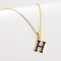 Simple Style Letter Stainless Steel Pendant Necklace Gold Plated Stainless Steel Necklaces sku image 7