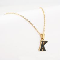 Simple Style Letter Stainless Steel Pendant Necklace Gold Plated Stainless Steel Necklaces sku image 10