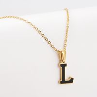 Simple Style Letter Stainless Steel Pendant Necklace Gold Plated Stainless Steel Necklaces sku image 11