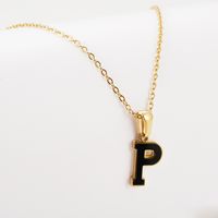 Simple Style Letter Stainless Steel Pendant Necklace Gold Plated Stainless Steel Necklaces sku image 14