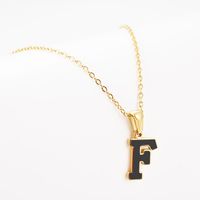 Simple Style Letter Stainless Steel Pendant Necklace Gold Plated Stainless Steel Necklaces sku image 5