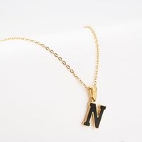 Simple Style Letter Stainless Steel Pendant Necklace Gold Plated Stainless Steel Necklaces sku image 12