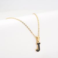 Simple Style Letter Stainless Steel Pendant Necklace Gold Plated Stainless Steel Necklaces sku image 9