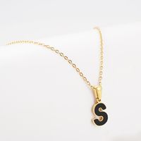 Simple Style Letter Stainless Steel Pendant Necklace Gold Plated Stainless Steel Necklaces sku image 17