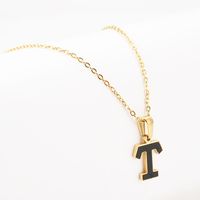 Simple Style Letter Stainless Steel Pendant Necklace Gold Plated Stainless Steel Necklaces sku image 18